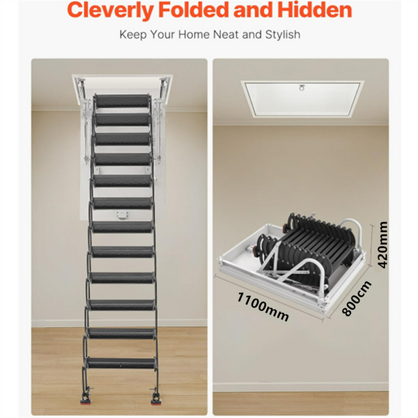 Electirc Attic Ladder Aluminum Folding 80*110 cm 9.4Ft With Remote Loft Stairs