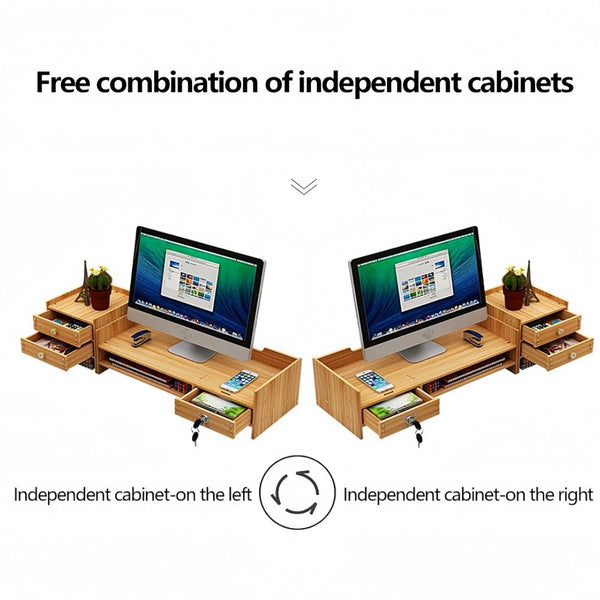 Monitor Stand Riser with Drawers Desktop Organizer 2-Tier for Laptop Computer