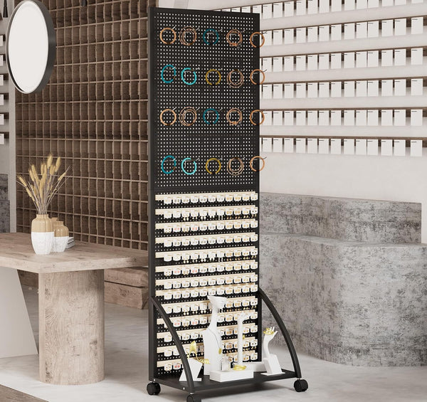 Mobile Pegboard Display Stand with 20 Hooks Jewelry Retail Pegboard Racks AU