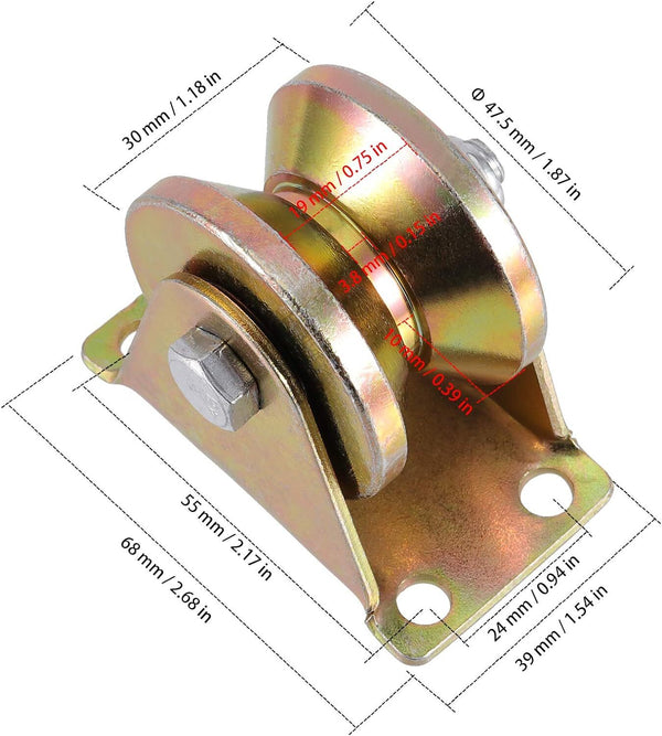 4pcs 2" V Groove Wheel Sliding Gate Caster with Bracket for Garage Door/Lifting
