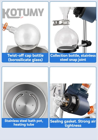 2L Rotary Evaporator Rotavapor Lab Machine Manual Auto Lifting Experimental Tool