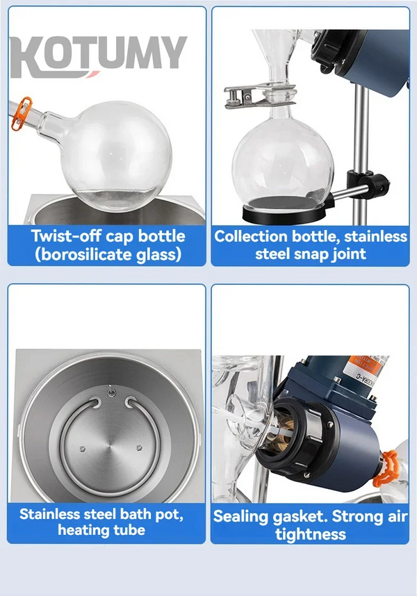 2L Rotary Evaporator Rotavapor Lab Machine Manual Auto Lifting Experimental Tool