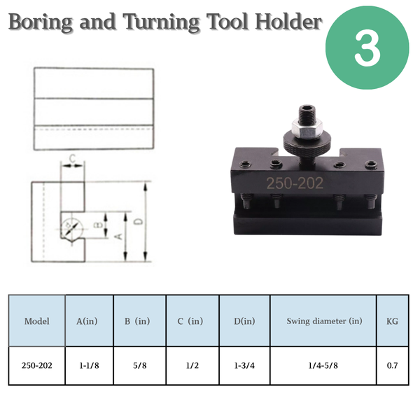 6 Pcs 250-222 BXA Wedge Type Quick Change Tool Post Set For 10" -15" Lathe Steel