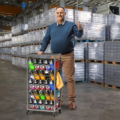 50 Can Spray Paint Storage Rack Aerosol Storage Cart Rolling Spray Bottle Holder