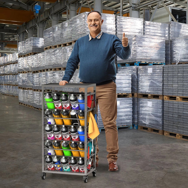 50 Can Spray Paint Storage Rack Aerosol Storage Cart Rolling Spray Bottle Holder