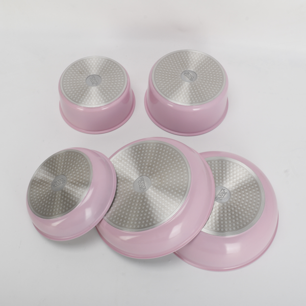 11Pcs Pink pots and Pans Set Removable Handle Nonstick Cookware Set Space Saving