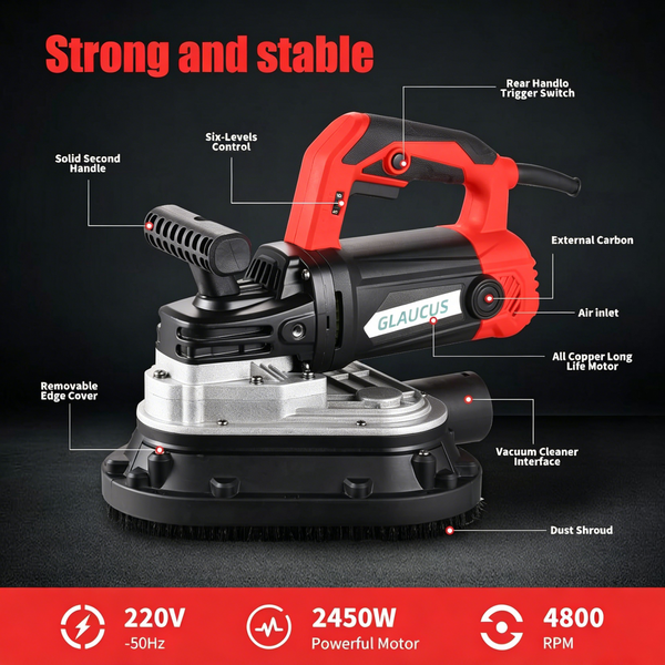 4"x3 Concrete Floor Grinder 3-Head 6 Speed Hand-held Smoothing Sander Polisher