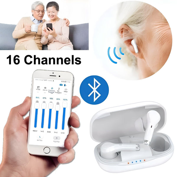 1 Pair Hearing Aids Rechargeable Digital Bluetooth Hearing Aids with Phone App