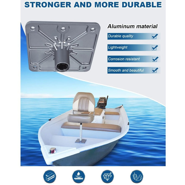 Boat Seat Base 7"x7"Aluminum Boat Seat Pedestal & Base with 3/4" Pin Post Socket