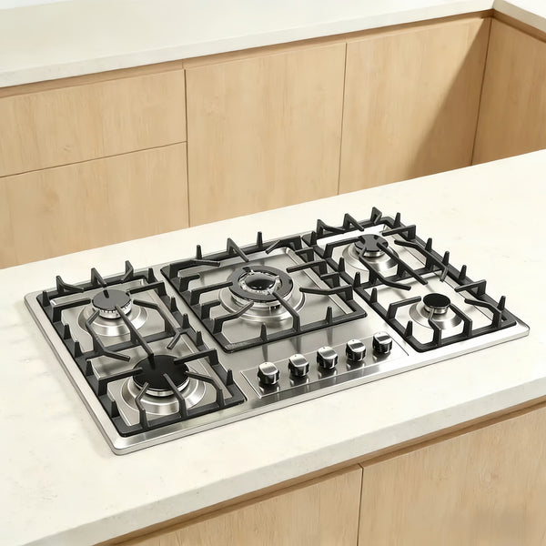 5 Burner Gas Cooktop Stove Konbs Kitchen Cooker Stainless Steel NG/LPG 86cm AU