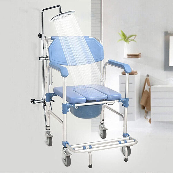Shower Chair With Wheels Disabled Bedside Commode Wheelchair Toilet Chair 200KG