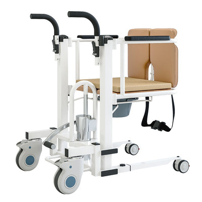 Hydraulic Patient Lift Transfer Chair Elderly Commode Wheelchair w/ Split Seat