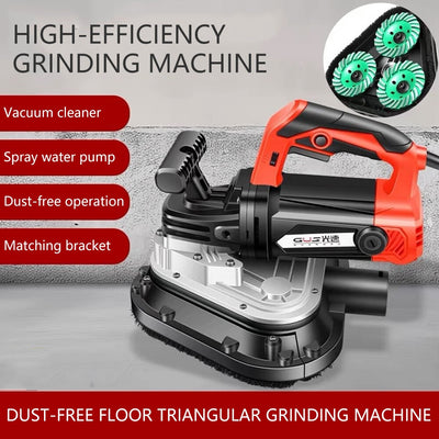 4"x3 Concrete Floor Grinder 3-Head 6 Speed Hand-held Smoothing Sander Polisher