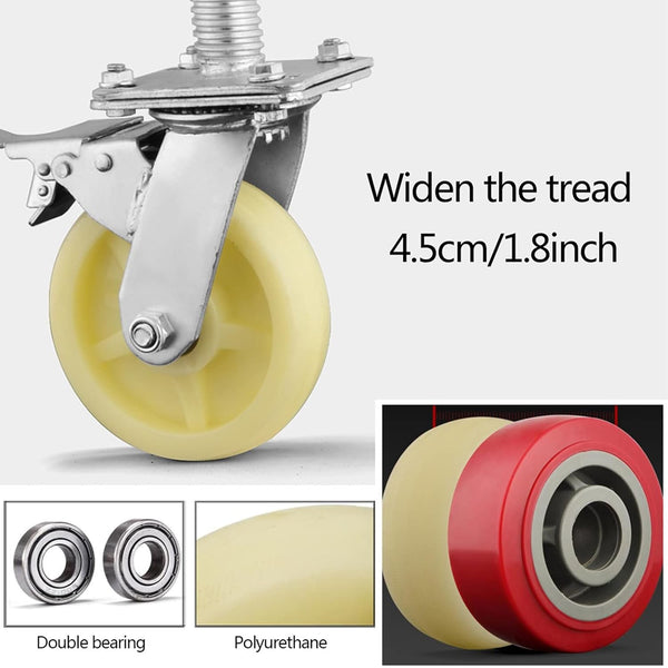 2X Scaffold Scaffolding Adjustable Caster Wheels 6" Heavy Duty Industrial Wheels