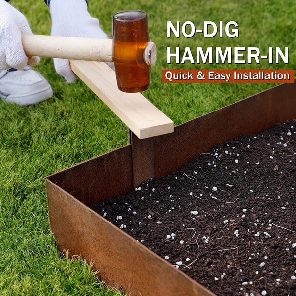 6 Landscape Garden Lawn Edging Border Pre-Rusted Plant Grass Steel Barrier Fence