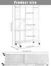 4Tier Folding Shelf with Wheel Storage Rack Cart for Kitchen Pantry Laundry Room