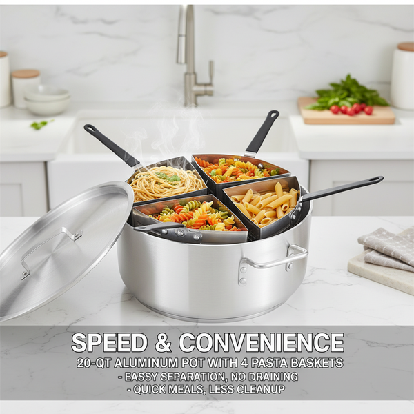 Pasta Cooker Noodle Cooking Machine w/ Stainless Steel Inserts Filter Baskets