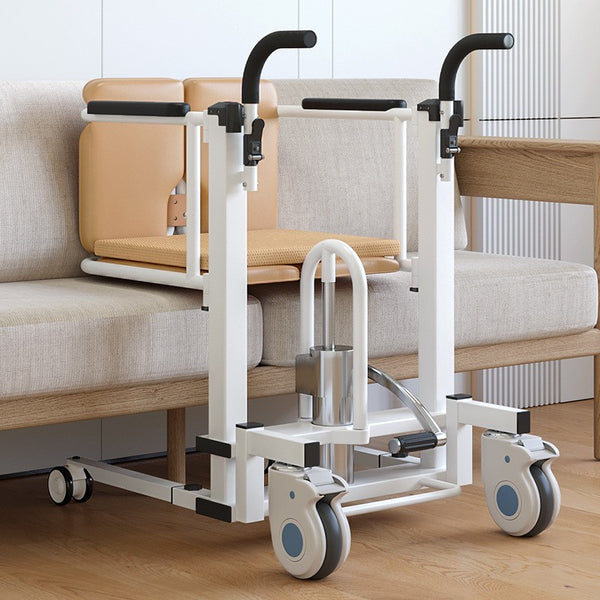Hydraulic Patient Lift Transfer Chair Elderly Commode Wheelchair w/ Split Seat