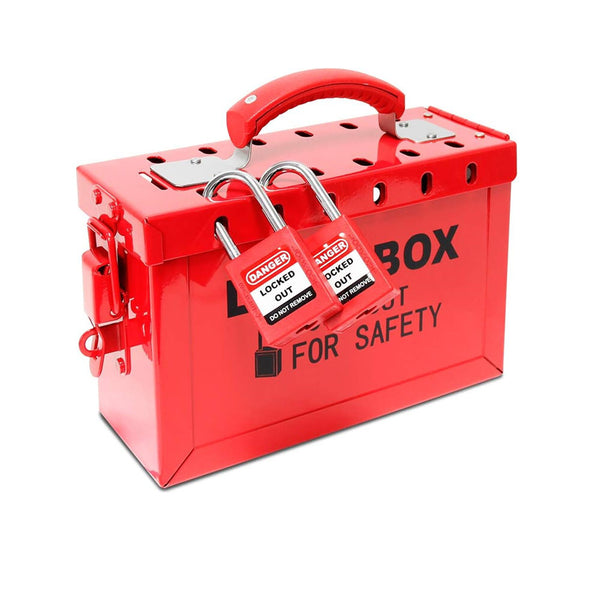 Padlock Group Lockbox Lockout Tagout Box Security 13 Guage with 5 Loto Locks AU