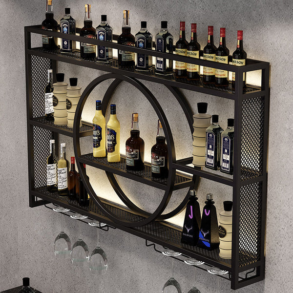 3-Tier Metal Wine Rack with LED Light Wine Bottle Shelf For Home Bar Display AU
