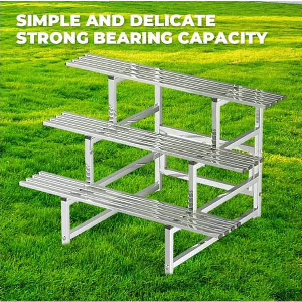 3-tier Large Garden Pot Plant Stand Outdoor Rust Proof Stainless Steel 120x75cm
