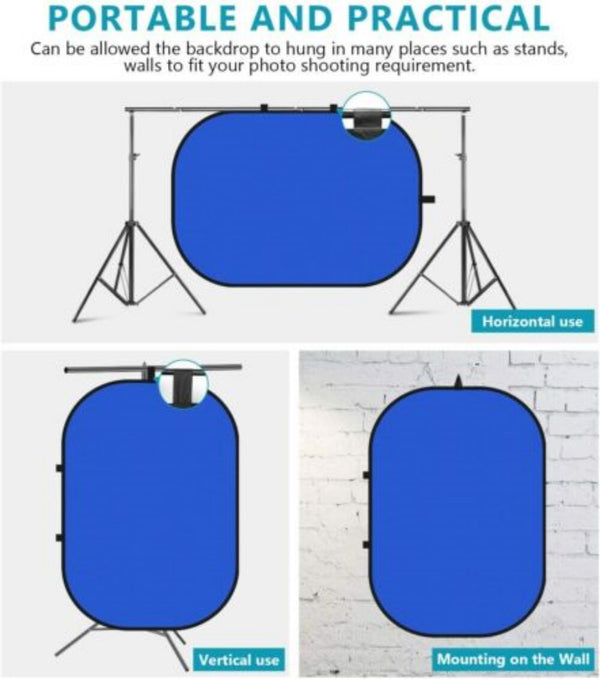 Chromakey Backdrops Double Sided Green Screen & Blue Screen 2 in 1 Collapsible