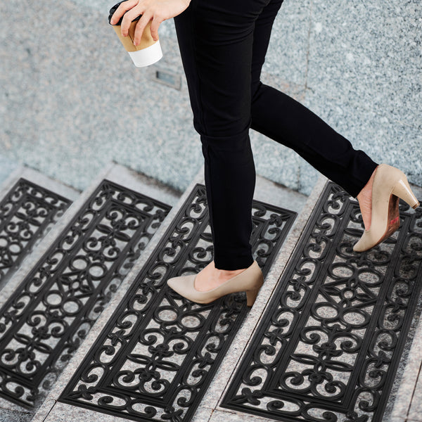 5x Rubber Stair Treads Non Slip Safety Outdoor Porch Floor Step Mats Staircase