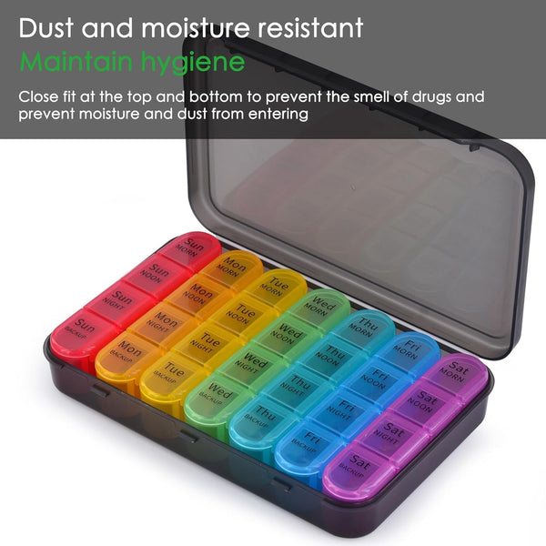 Pill Box Weekly 7 Day 4 Times Medicine Tablet Organizer Dispenser Large Capacity