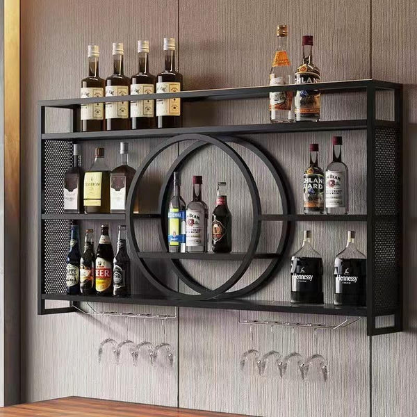 3-Tier Metal Wine Rack w/ LED Light Wine Bottle Shelf For Home Bar Display 1.2m