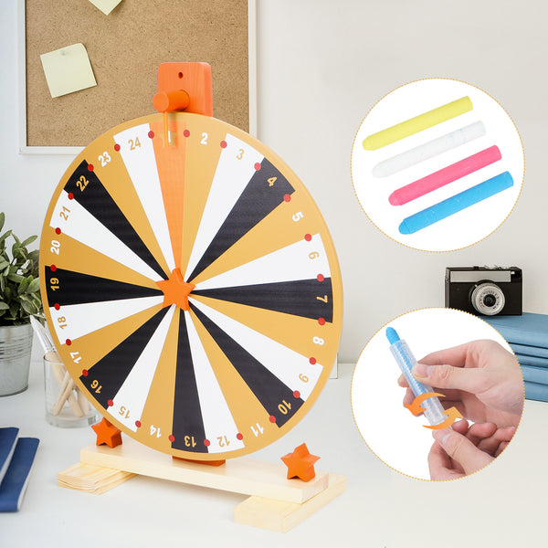 24 Slots Colorful Tabletop Spin Prize Wheel w/ Pen Eraser Roulette Wheel For Pub
