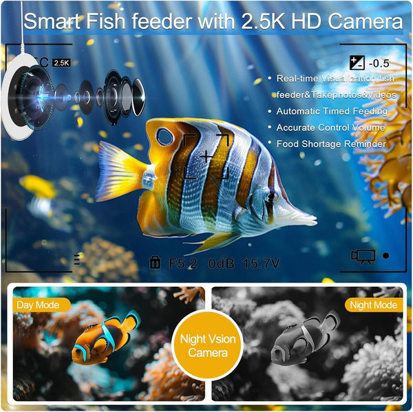 Automatic Fish Food Feeder Smart HD Camera Phone Control Tank Pond Dispenser