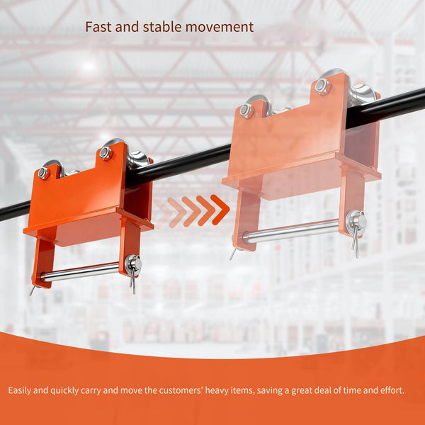 500KG Pipe Beam Trolley Manual Push Lifting Round Tube Sports Car For 50mm Pipe