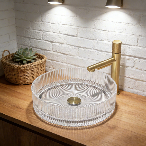 Bathroom Basin Round Glass Vanity Basin Above Counter Transparent Hand Wash Bowl