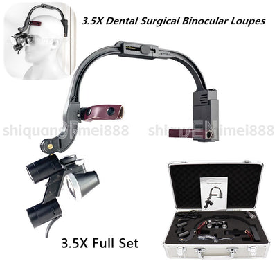 Dental Loupes With Light 3.5X420mm Magnifying Glass Binoculars Angle Adjustable