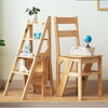 4in1Wooden Folding Library Ladder Chair Multifunctional Step Stool Display Stand