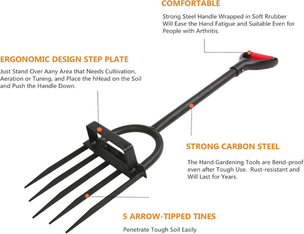 Gardening Pitch Fork Digging Fork with Manganese Steel Garden Agricultural Tool