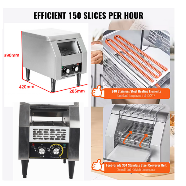 Commercial Toaster Automatic Conveyor Toaster 150 Slices/Hour Bun-Warmer Toaster