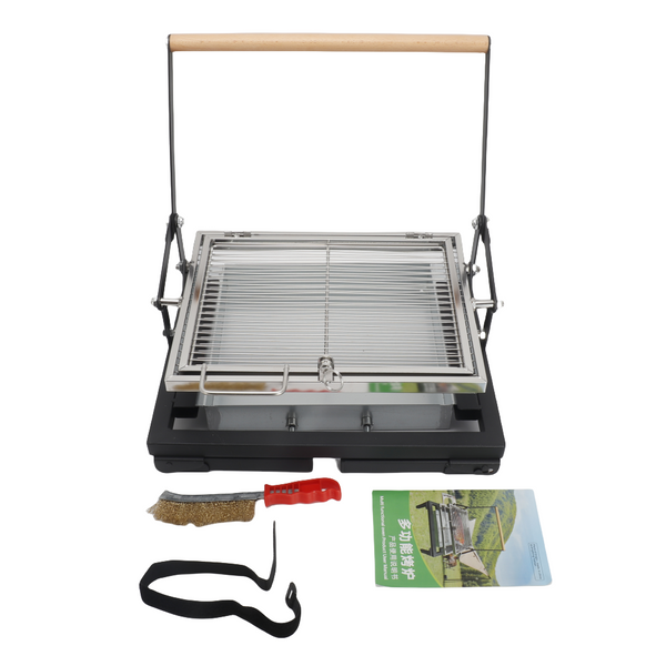 Portable 360°Rotating Charcoal Grill with Flipping Basket Folding Barbecue Grill