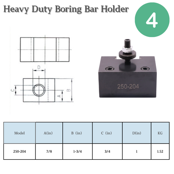 6 Pcs 250-222 BXA Wedge Type Quick Change Tool Post Set For 10" -15" Lathe Steel