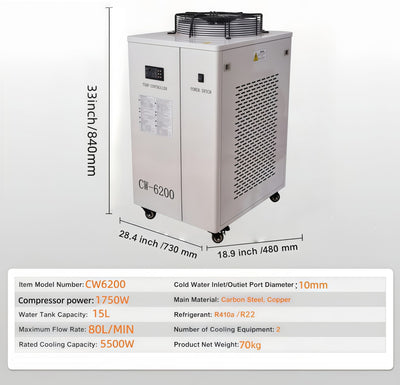 15L Industrial Water Chiller 2HP Water Cooling System for CO2 Laser Engraving AU