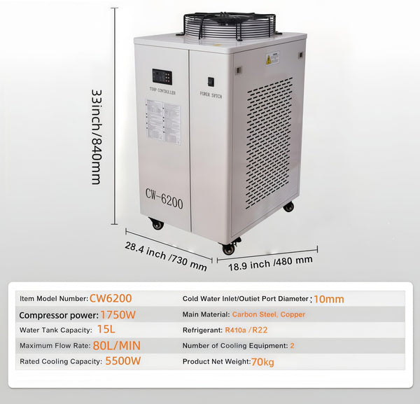 15L Industrial Water Chiller 2HP Water Cooling System for CO2 Laser Engraving AU