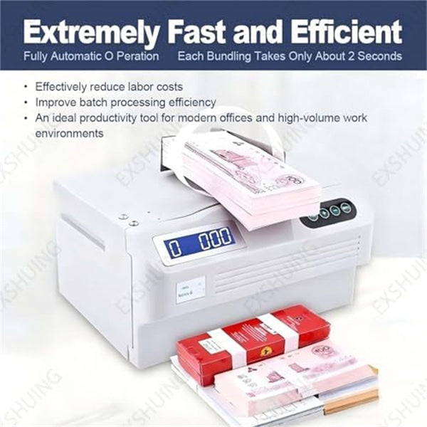 Fully Automatic Cash Bundling Machine Binding for Banknotes Bills Cards Receipts