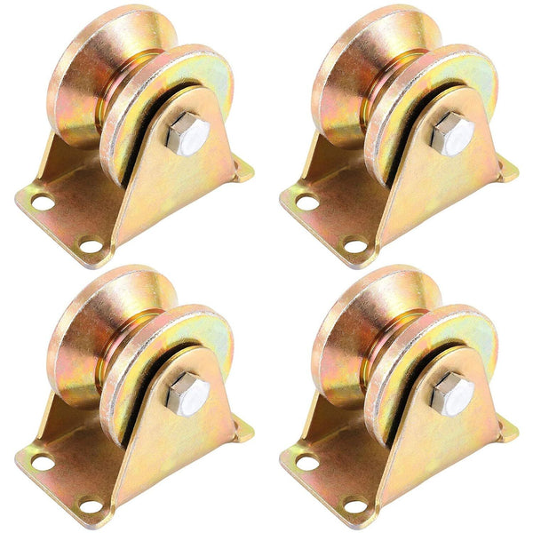 4pcs 2" V Groove Wheel Sliding Gate Caster with Bracket for Garage Door/Lifting