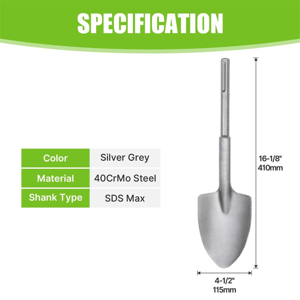 SDS-Max Clay Spade Alloy Steel Shovel Bit for Construction Trenching Landscaping