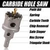6 PCS 22-65mm Carbide Tip TCT Drill Bit Hole Saw Set for Metal Stainless Steel