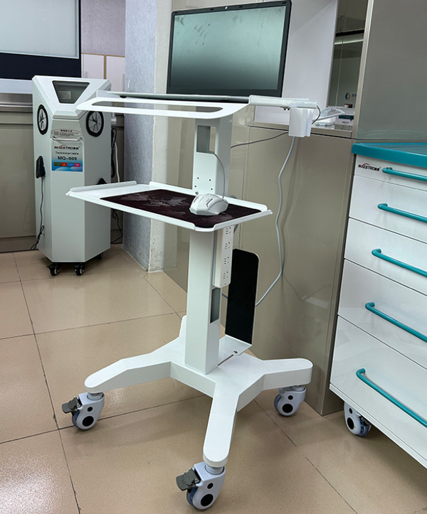 Medical Trolley Cart Height Adjustable with Laptop Tray Oral Scanner Holder AU