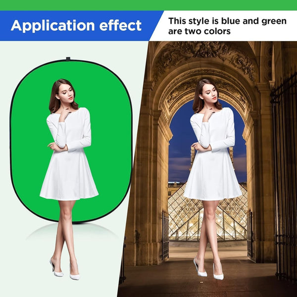Chromakey Backdrops Double Sided Green Screen & Blue Screen 2 in 1 Collapsible