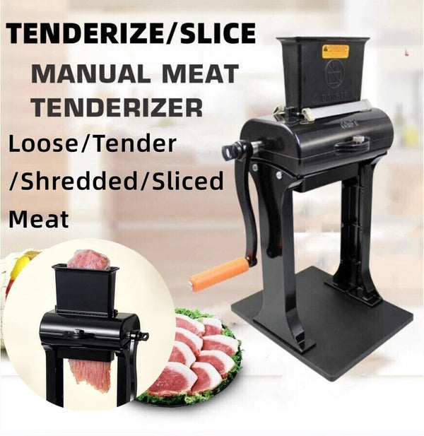 2-in-1 Meat Tenderizer Tool Stainless Steel Manual Cuber & Beef Jerky Slicer Set