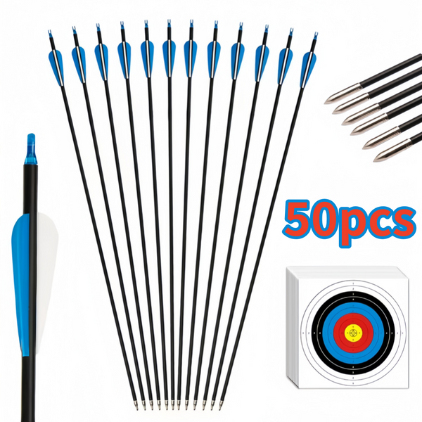 50x 31" FiberGlass Arrows Hunting Target Shooting Arrows for Teenager Upto 35LBS