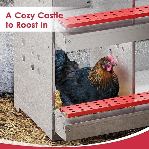 6 Hole Chicken Hen Coop Hutch Inside Outside Roll Away Lay Egg Nesting Box Metal